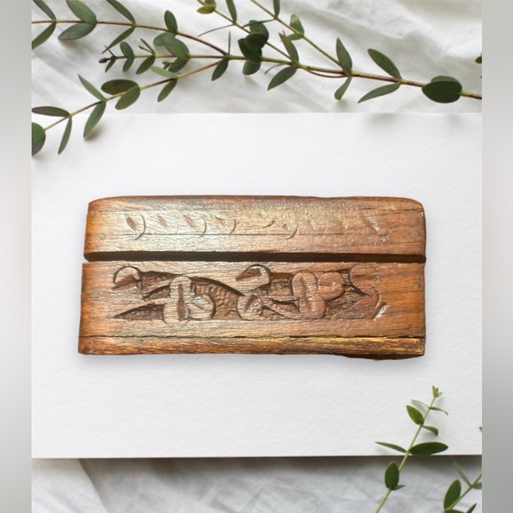 🌻Vintage Handmade Wooden Floral Hinged Trinket Jewelry Boxes (Bundle of 2) - Picture 4 of 12